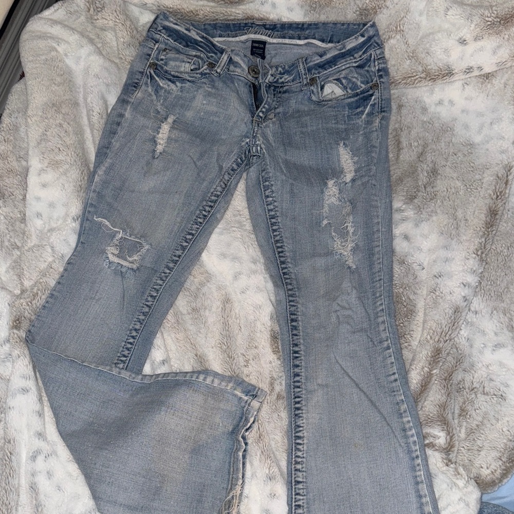 Vanity Light Blue Distressed Wide Leg Jeans